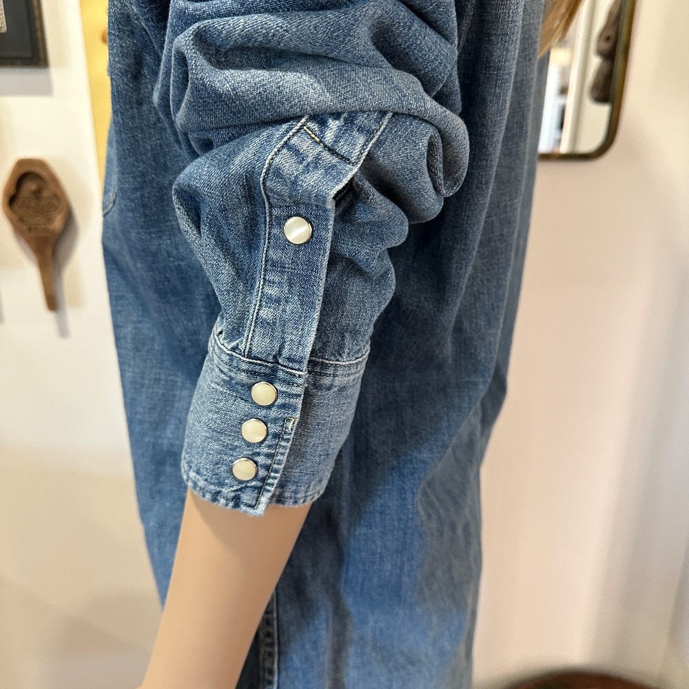 Vintage Polo Ralph Lauren Western Pearl Snap Denim Shirt Sz M - Picture 3 of 7